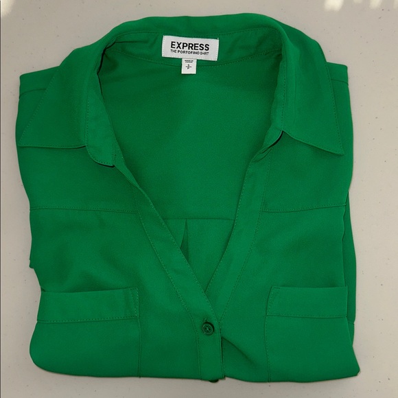 Express Vibrant Green Button-Down Shirt Size S/P. - Picture 16 of 16
